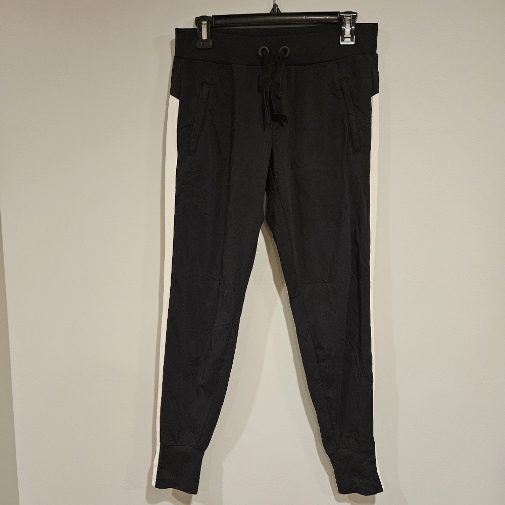 Athleta Metro Jogger Pants Black with White stripe Size Extra Small